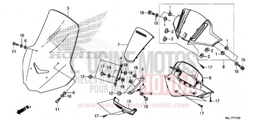 PARABREZZA CONTACHILOMETRI/DEFLETTORE NC750DE di 2014